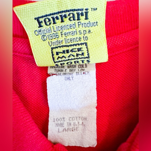 Vintage 1996 Scuderia Ferrari Red Polo Shirt F1 Racing Top Cotton Size L - Picture 6 of 10